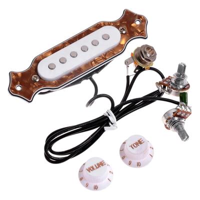 6-string Single Coil Magnetic Acoustic Guitar Soundhole Pickup with Volume & Tone Pots