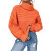 Damen Rollkragenpullover Langarm Locker Oversized Grobstrick Pullover