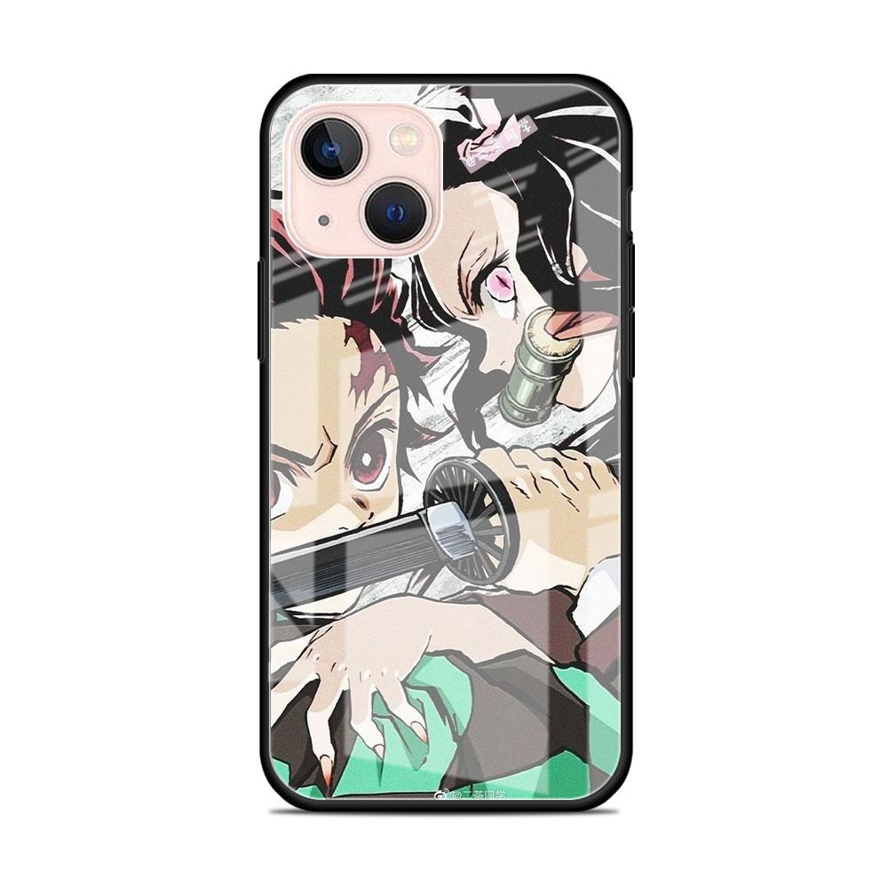 Demon Slayer Anime Glass Case For Apple iPhone 14 11 13 Pro 12 7 8 Plus SE 2022 XR X XS Max 6 6S Tempered Phone Cover