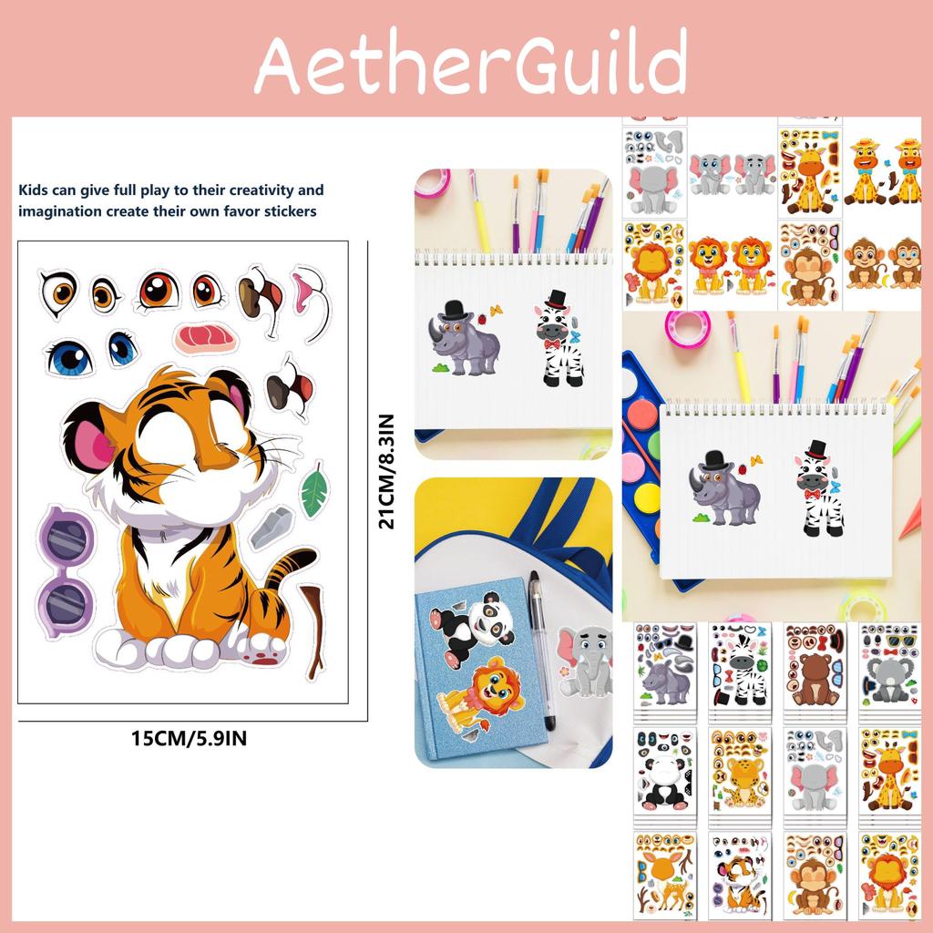 Adorable Cartoon Animal Themed Puzzle Stickers For Kids Family Interactive Fun