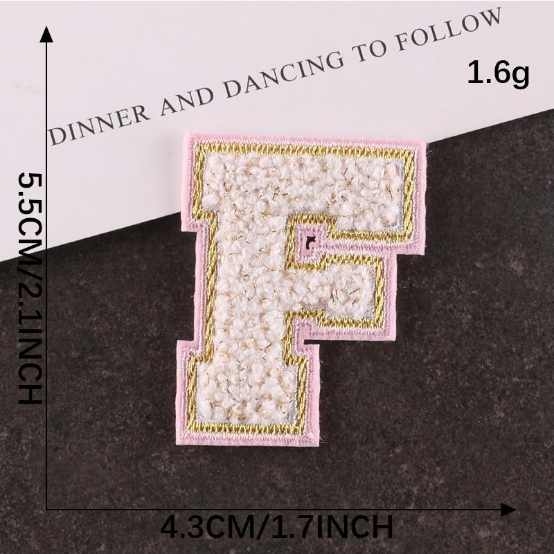 Computer Embroidery Gold Silk Towel Embroidery Cloth Label English Alphabet Hand Account Diy Patch Accessories Chenier Embroidery Cloth Sticker