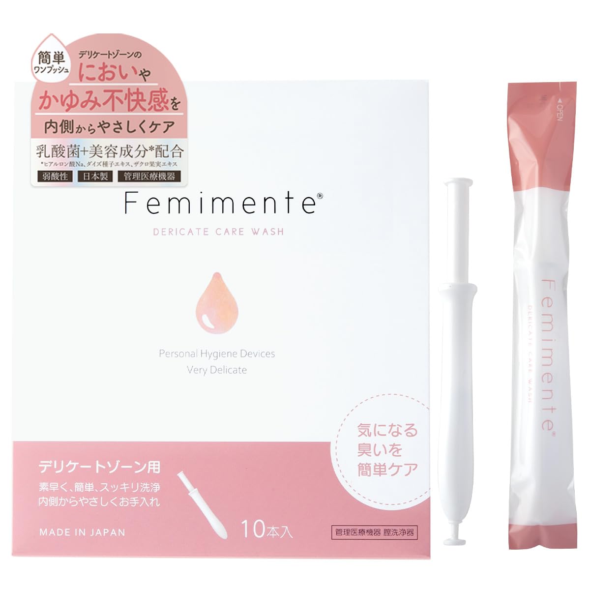 

Femimente Vaginal Irrigator for Delicate Moisturizing and Odor Made in x 10 Formulated with Lactic Acid Bacteria and Beauty Vaginal Mucosa Irritation