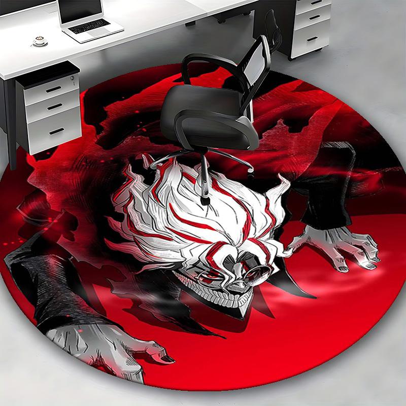 1pc Tokyo Ghoul Kaneki Ken Round Carpet Anime Cartoon Design, Office Chair Mat, NonSlip Rug for Home Decor, Living Room