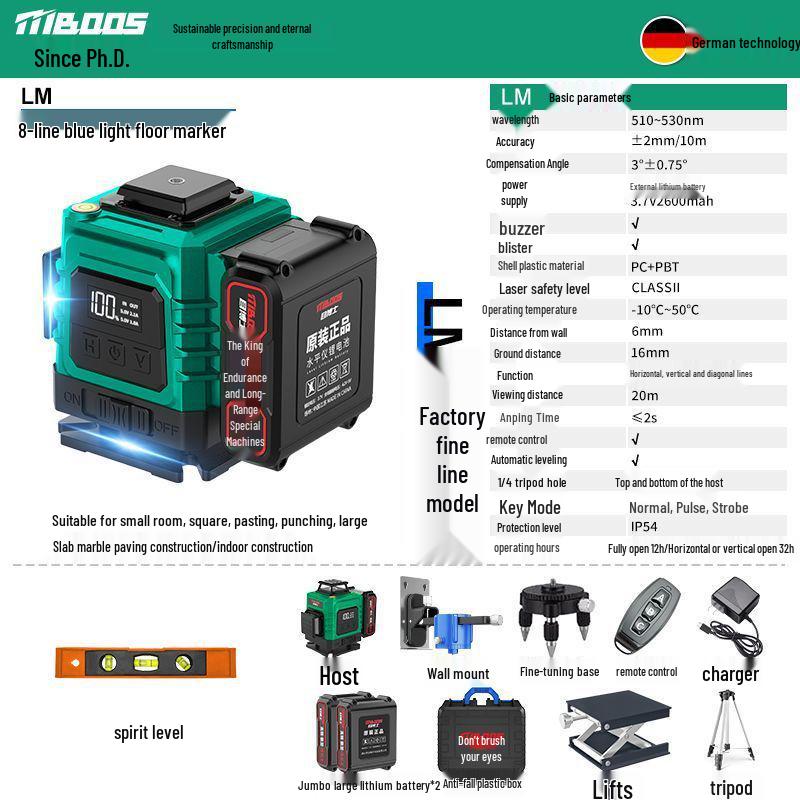 12-Line Green Infrared Laser Level: Wall-Mounted, Floor, Outdoor Automatic Leveling Tool