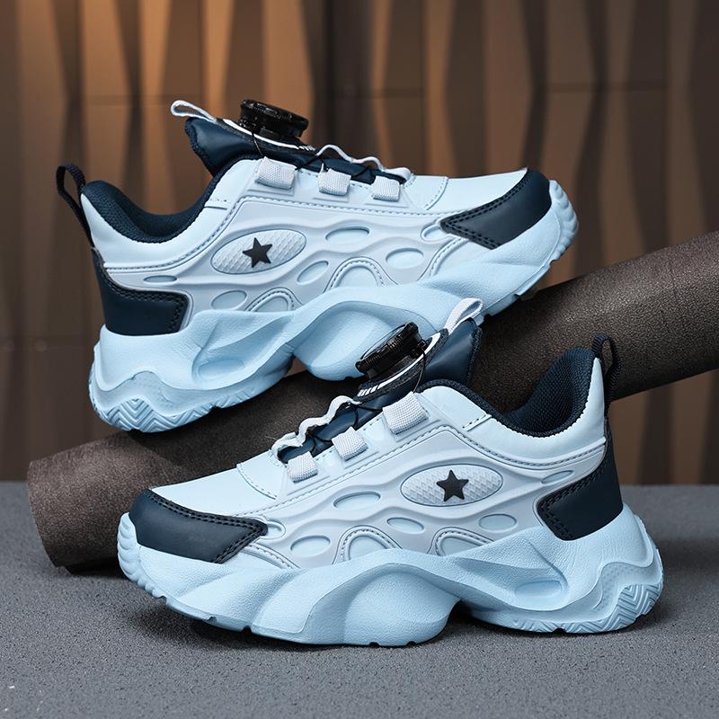 

Детская спортивная обувь новая кожа водонепроницаемая, нескользящая и износостойкая легкая вращающаяся пряжка для детей среднего и старшего возраста спортивная обувь повседневная 40