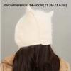Laced Up Cat Ear Beanie Solid Color Plush Fluffy Hat Cozy Knit Winter Hat  For Women