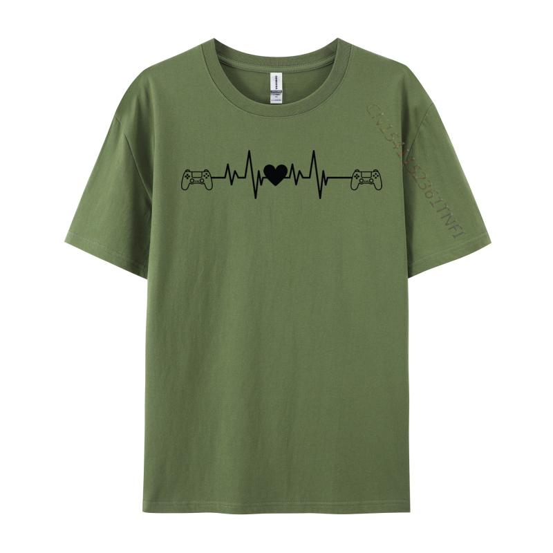 Premium Cotton Gamer Heartbeat T Shirt Casual Game Gamer T Shirt New Fashion Crew Neck Tops Tees Cool