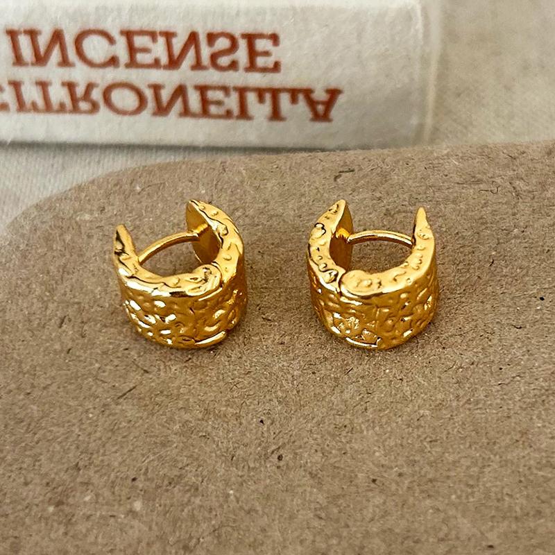 PONYKISS Sterlingsilber 18 Karat Gold Unregelmäßige gefaltete runde Creolen für Damen Klassische feine geometrische Accessoires