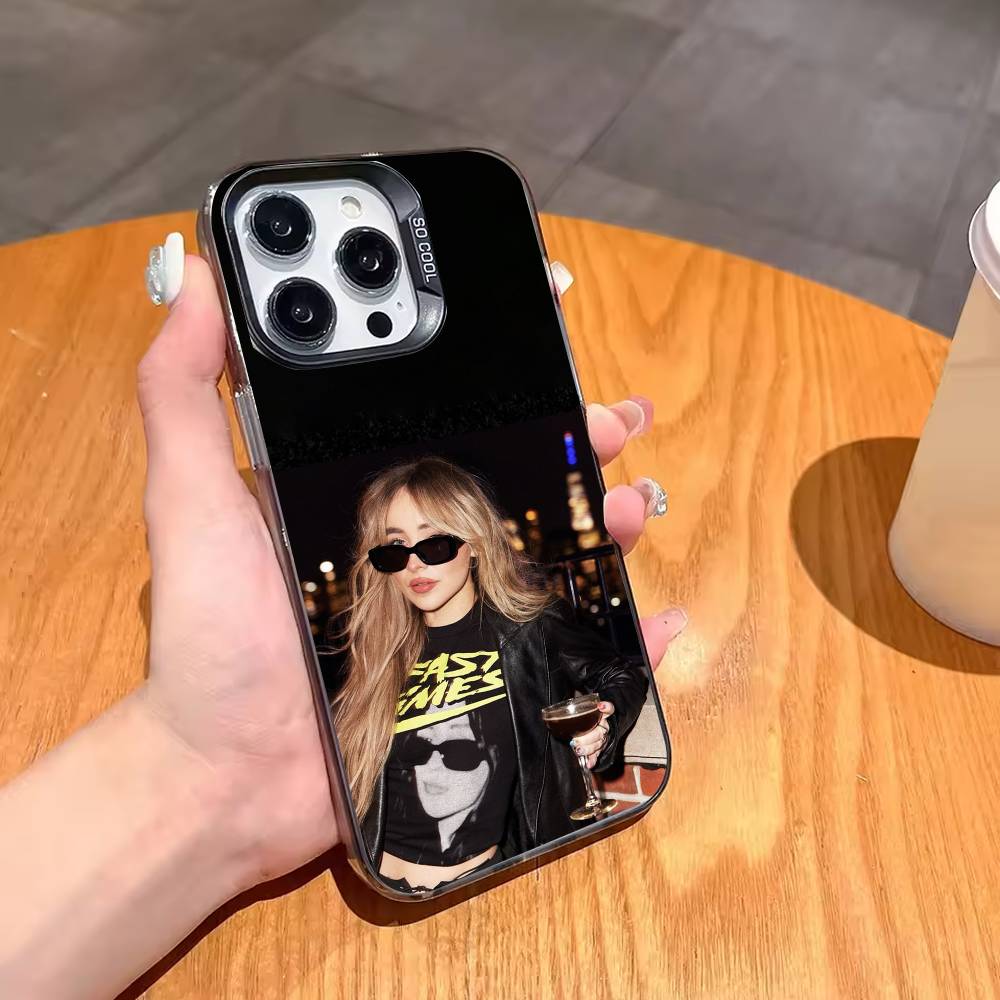 S-Sabrina Singer C-Carpenter Phone Case For iPhone17 16 15 14 13 12 Pro Max Grey Black Matte Laser Metallic Aurora Funda