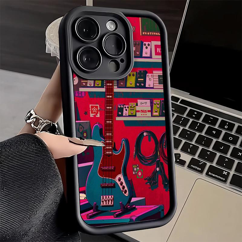 Phone Case for iPhone 17 Air 16E 15 16 Pro Max Guitar Retro Rock Music Cover 14 Plus 13 12 Mini Soft Shell Silicone Fundas