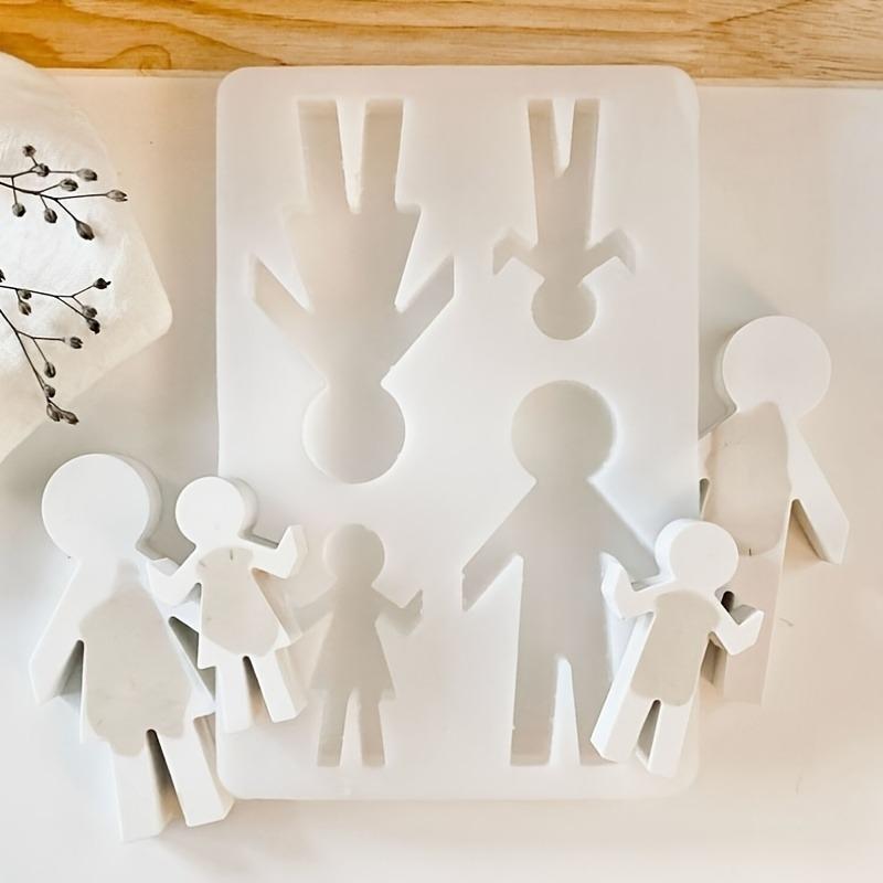 DIY Candle Silicone Mold Family of Four Handholding Design Gypsum Concrete Resin Casting Ornamental Figurine Handcraft Mold