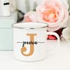 Caneca Personalizada Canecas de Esmalte de Café Personalizadas Caneca Personalizada com Nome e Inicial Copos para Exterior Aniversário Casal Noivado Presentes de Casamento