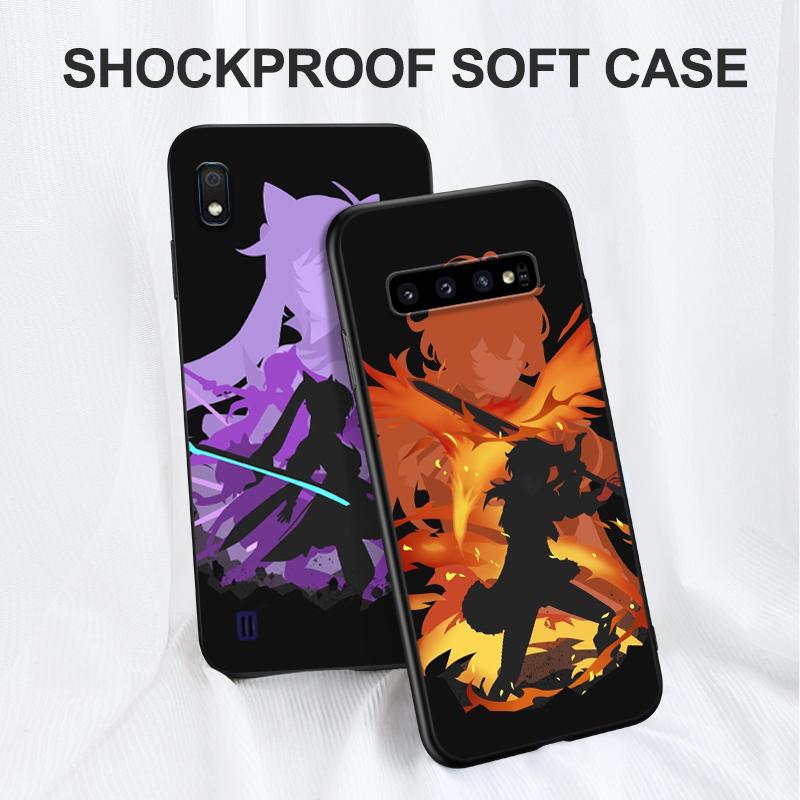 Schwarze TPU-Hülle für Samsung Galaxy S6 s7 s8 s9 plus Rückseite Genshin Impact Anime
