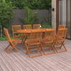 VidaXL Solid Acacia Wood Garden Dining Furniture 9 Pcs Table and Patio Chairs Dining Set of 3086973