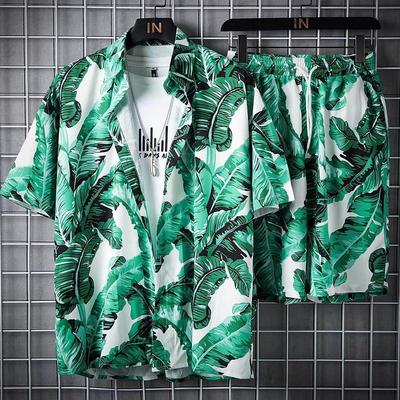 Abbigliamento da spiaggia per uomo Set da 2 pezzi Camicia hawaiana e pantaloncini ad asciugatura rapida Set Abbigliamento moda uomo Stampa Abiti casual estivi