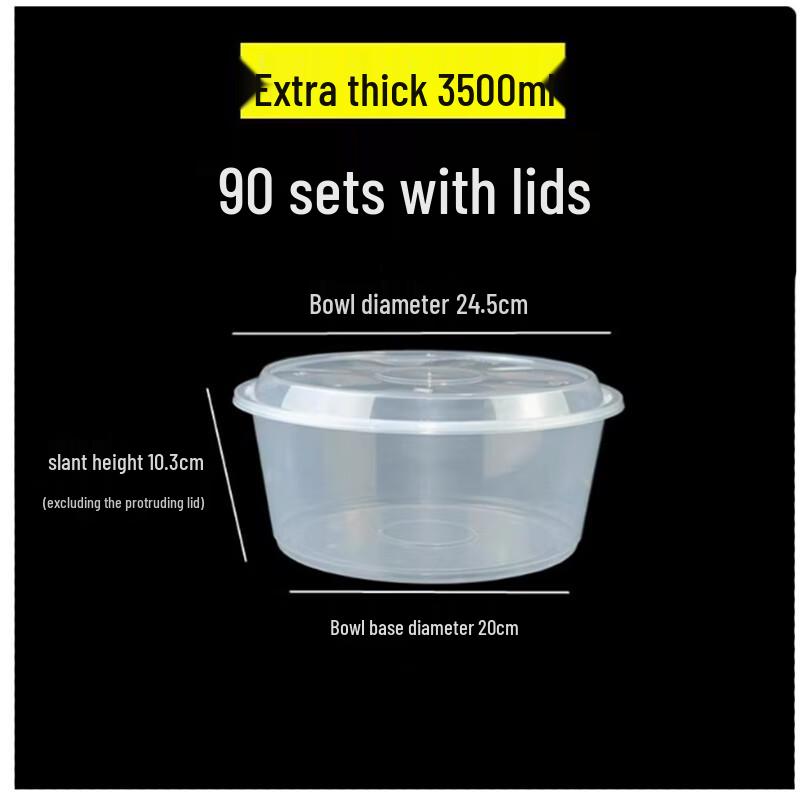

Sheng Bi Lai Disposable Round Red Plastic Food Containers with Domed Lids, 3500ml, 90 Sets