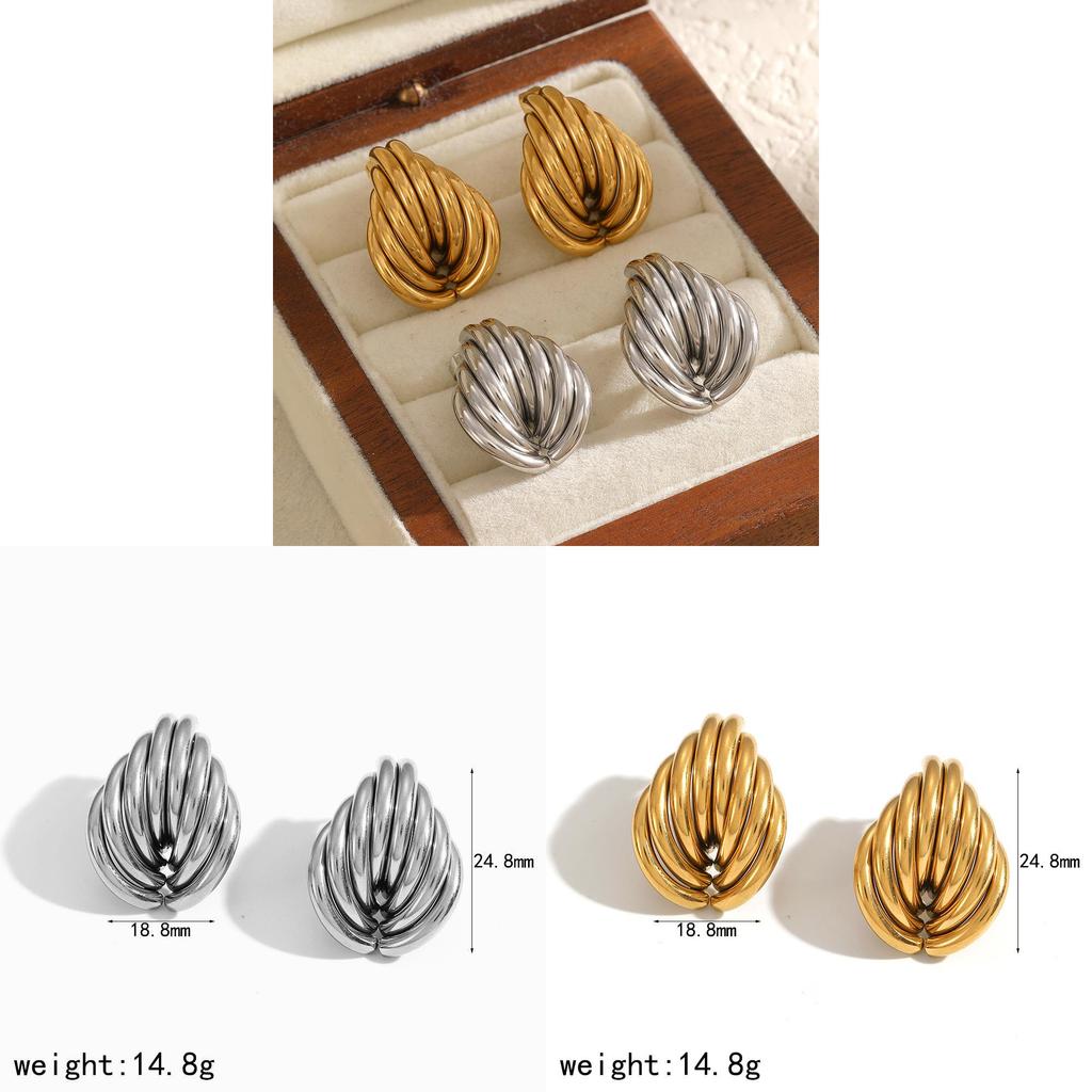 Geometric Stainless Steel Earrings For Women With Pvd Finish For Trendy Fashion