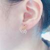 Purple Gold Earrings, Fashion Temperament, Leaf Ear Buckles, Shiny Rose Gold-Plated Earrings.