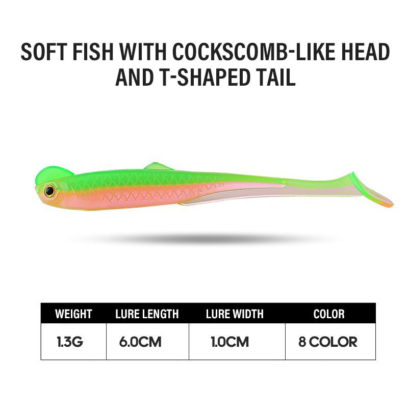 15PCS Fishing Lures 6cm 1.3g PVC Soft Bait T-Tail Swimbait Wobblers Slow Sinking Artificial Lure Pike Bass Fishing Tackle Pesca
