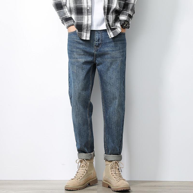 Blugi pentru bărbați în stil clasic Pantaloni largi din denim micro-stretch de afaceri Pantaloni casual pentru bărbați Îmbrăcăminte de stradă