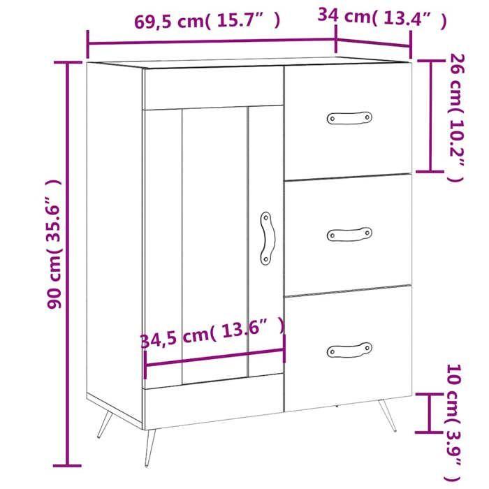 VidaXL Buffet blanc 69,5x34x90 cm bois d'ingénierie 830228