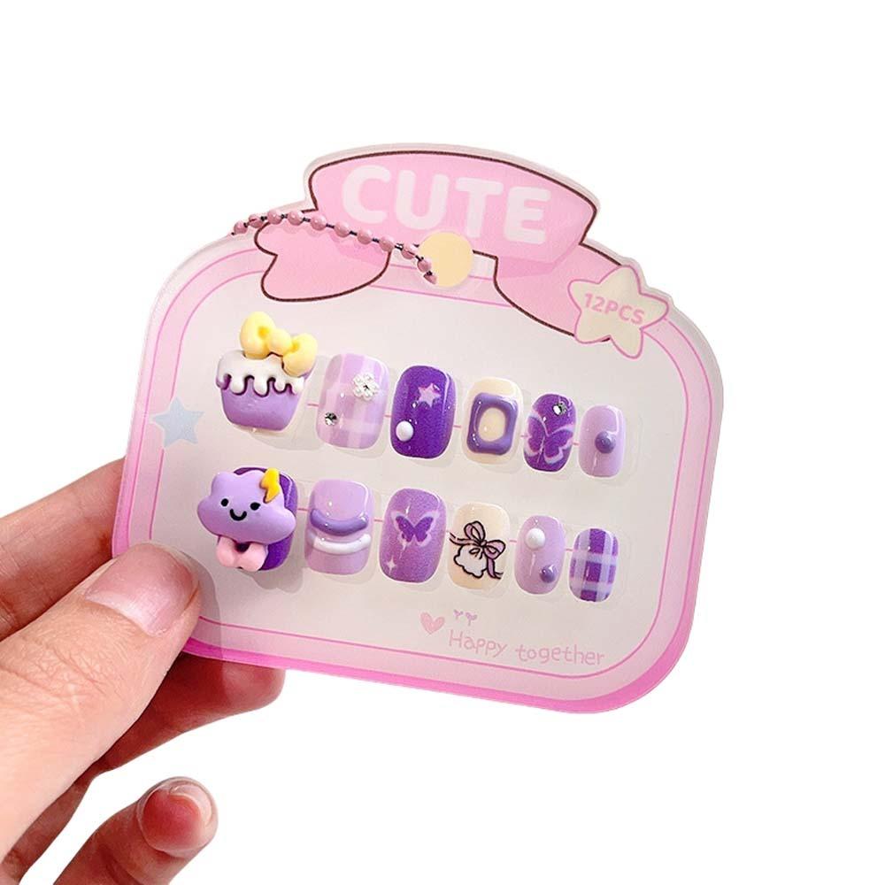 3D Animal Kids Cartoon Fake Nails Flower Bowknot Cartoon Nail Accessories Kids Toys Gift