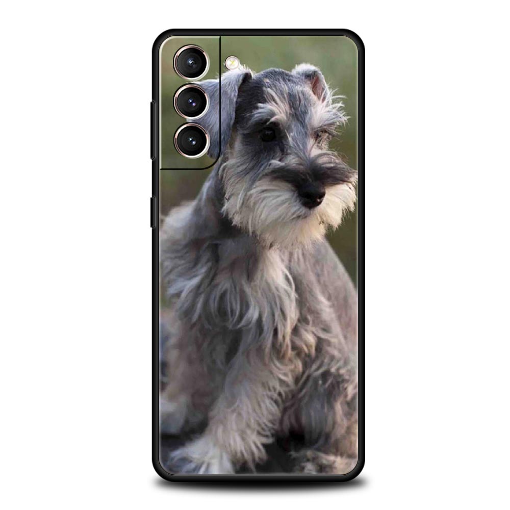 Cartoon Schnauzer Dog Phone Case For Samsung Galaxy S24 S23 S22 S20 Ultra S21 FE 5G S10 S9 Plus S10E S8 Soft Silicone Cover