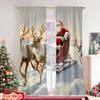 Set Of 2 Flat Printing Merry Christmas Popular Curtains Santa Sleigh Versatile Durable Polyester Without Electricity Festive Made
