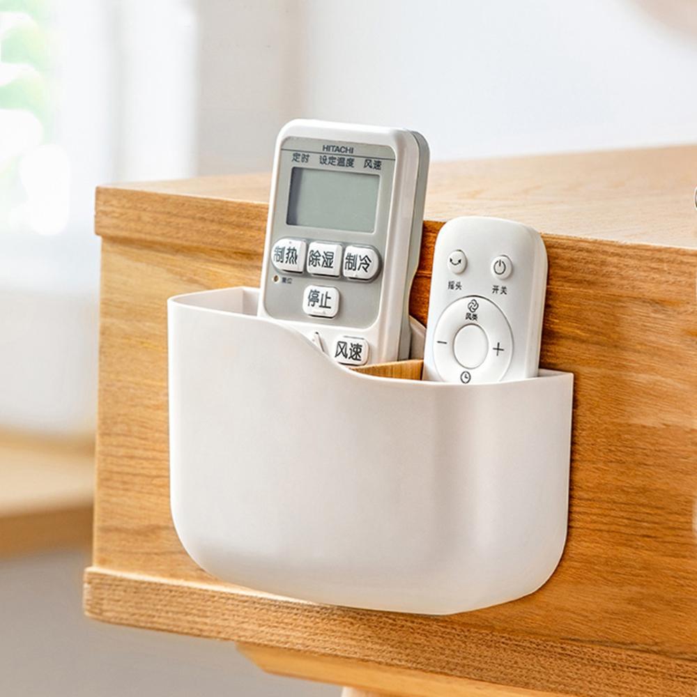 Self Adhesive with Partitions Storage Box Remote Control Holder Phone Charging Stand Organizer