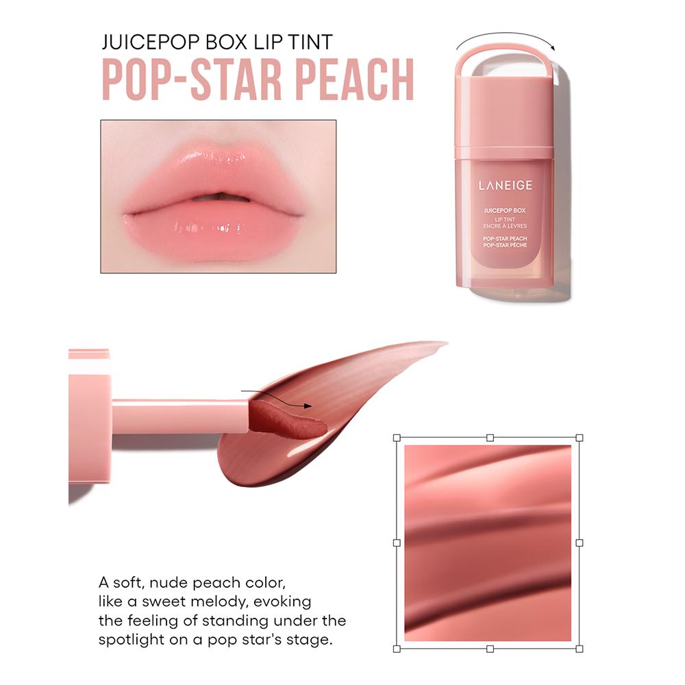 Juicepop Box Lip Tint Pop-Star Peach 4.5g/0.15oz. AUTHENTIC STORE