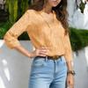 Women's Spring/Summer Casual Striped Loose-fitting Three-Quarter Sleeve Shirt