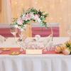 12in Metal Wreath Frame Floral Hoop Centerpiece with Wooden Stand DIY Wedding Floral Decoration