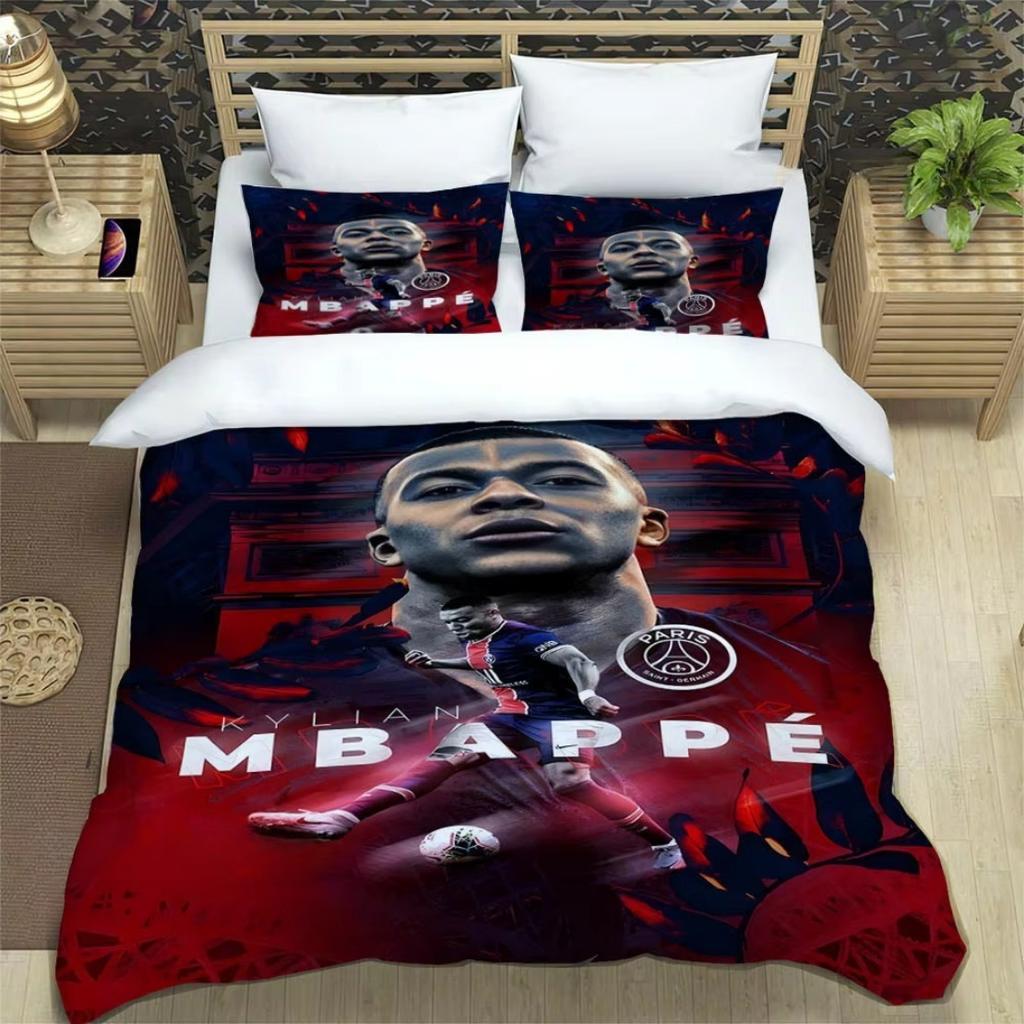 3D-Druck K-Kylian Mbappé Bettwäsche-Sets Fan-GeschenkMode Fußball M-Mbappe Bettbezug Steppdecke Bett Jugend Kinder Mädchen Jungen Geburtstag