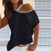 Women's Fashion Tie-dyed Print Loose Shoulder Casual Short Sleeve Casual Top
