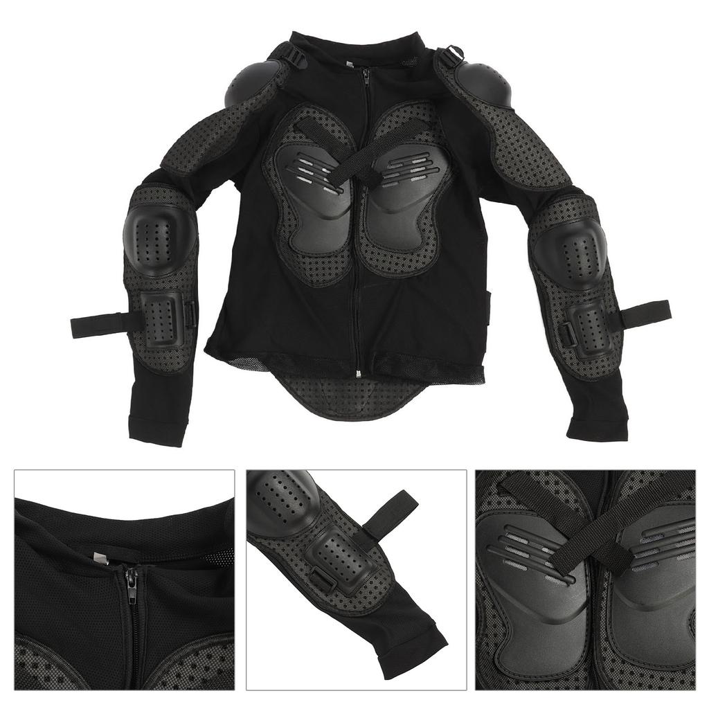 מעיל גוף מגן לאופנוע שרוול ארוך מעיל הגנה לכל הגוף לחזה מרפק שחור XXL