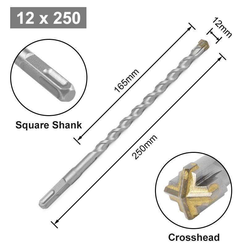Cross Bit Four-Blade Electric Hammer Bit Carbide Impact Drill Concrete Reinforcement Square Shank Round Shank Five-Pit Shank