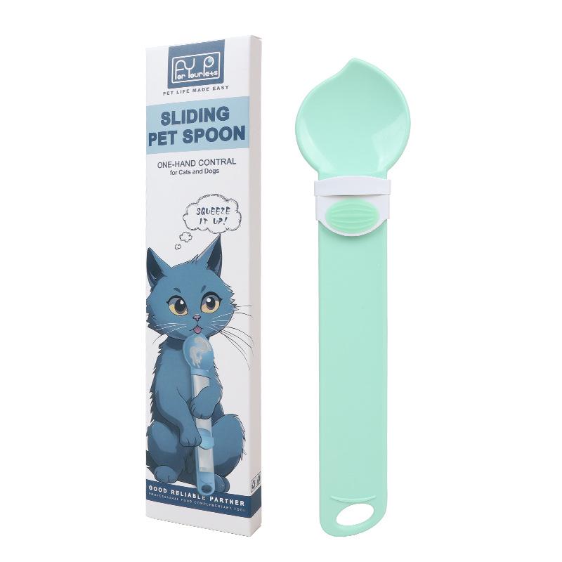 Cross-Border Macaron Cat Strip Feeder with Washable Plastic Squeeze Spoon