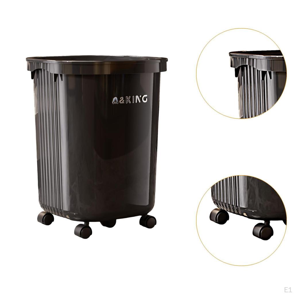 Trash Can with Wheels Dustbin Household Large Capacity Nordic Wastebasket Rubbish Bin for Apartment
