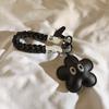 Cute Black Leather Style Phone Decoration Flower Eye Design Trendy Viral Phone Accessory