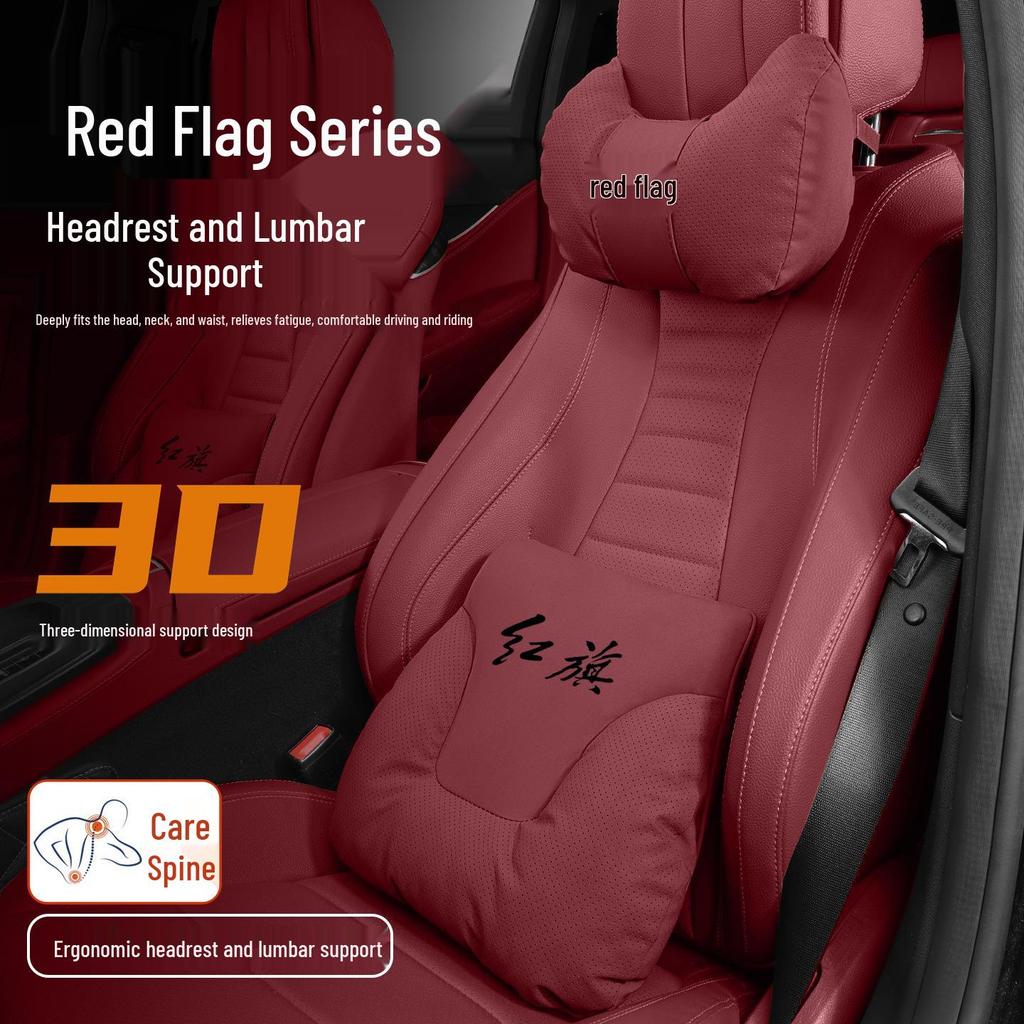 Compatible Headrest Neck & Lumbar Support Cushion for Hongqi HS5/H5/HS7/H7/H9 Vehicles