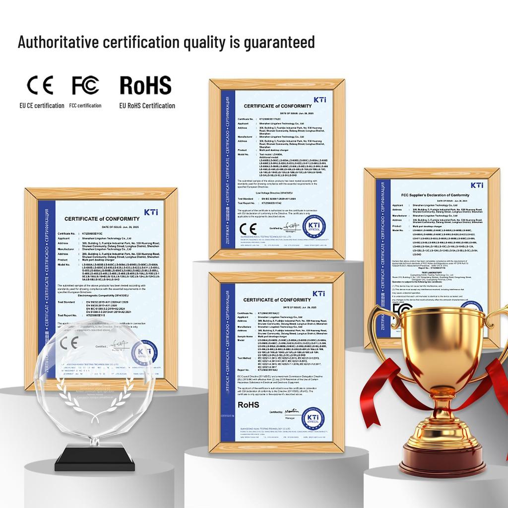 Hochleistungs-Desktop-Ladestation: Multi-Port 4PD2QC Schnellladegerät für Telefone & Tablets