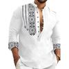 Deemoon Herren Baumwollmischung Mandarin-Kragen Eigenes Design Langarm Freizeit Kurzer Kurta