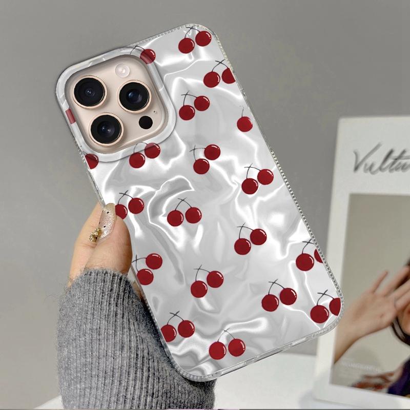 Pink Cherry Bow Girls Women Phone Case For Apple Iphone 16pro 15 16 14 13 Pro Max 16e 12 11 7 8 Plus XR SE Bumper Fundas Cover