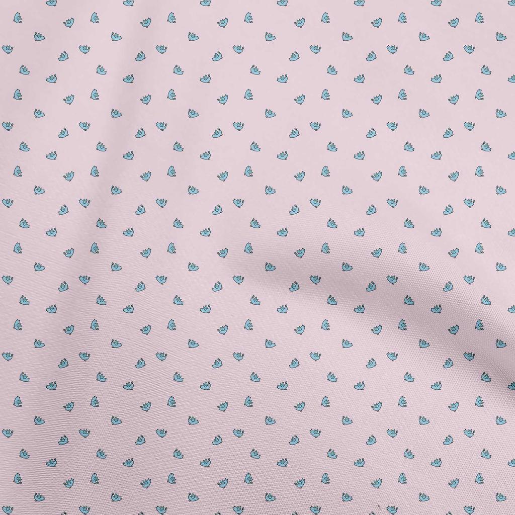 oneOone Cotton Flex Light Blue Fabric Bird Fabric For Sewing Printed Craft Fabric By The Yard 40 Inch