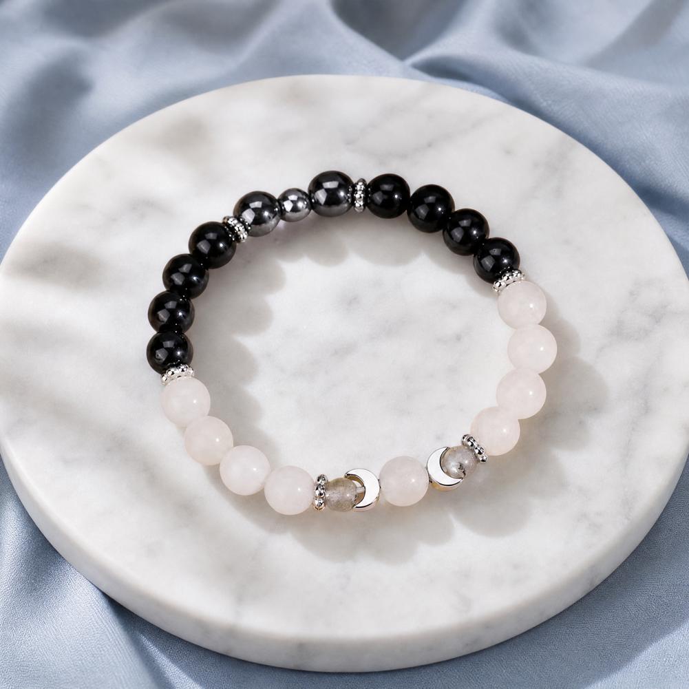 Quartz Jewelry Moon Phase Bracelet Moon Phases Faux Bracelet Adjustable Natural Protection Beaded Bracelet Anxiety Stress Relief