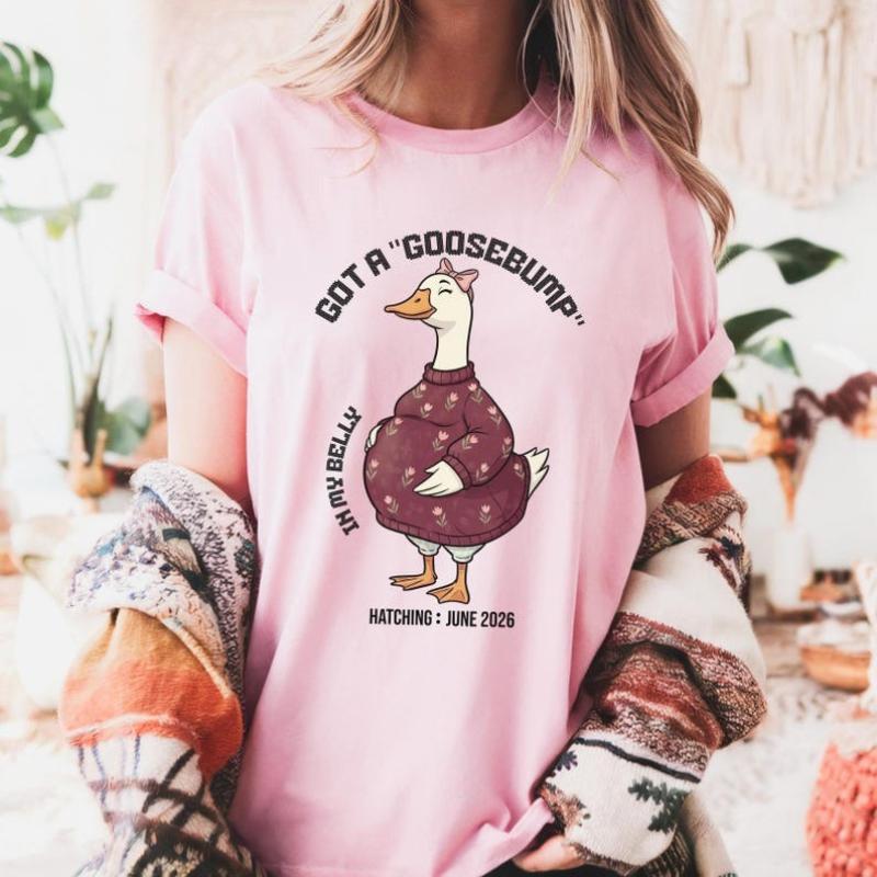 Funny Goose Pregnancy AnnounceUnisext Shirt Set Expecting Couple Apparel Crew Neck Outdoors High Quality Cotton Shortsleev Tees