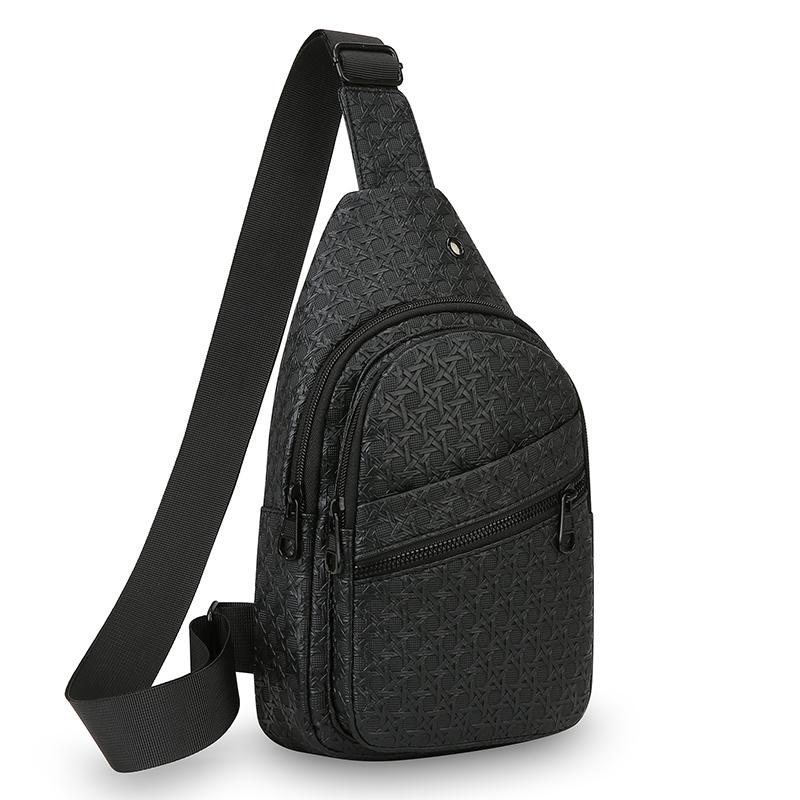 

Men s PU Leather Crossbody Chest Bag - Urban Travel Sling with Earphone Hole & Multifunction Design