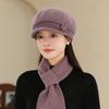 Hat Women's Autumn and Winter Knitted Hat Warm Beret Wool Hat Fashion Fleece Thickened Ear Hat Rabbit Fur Hat