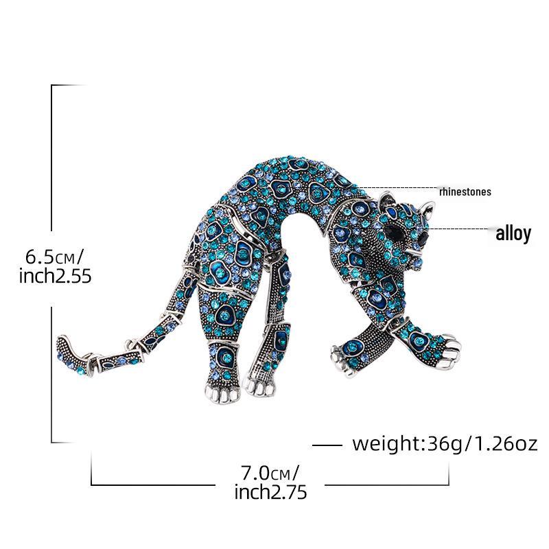 Retro Leopard Brooch for Men: Full Diamond Pin with European and American Flair