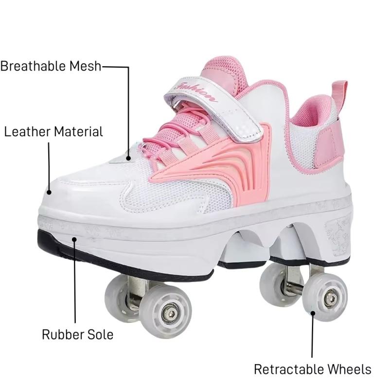 New Children's Sports Skates Deformation Shoes 4 Four-wheel Skates, Adult Runaway Shoes Student Deformation Wheel
